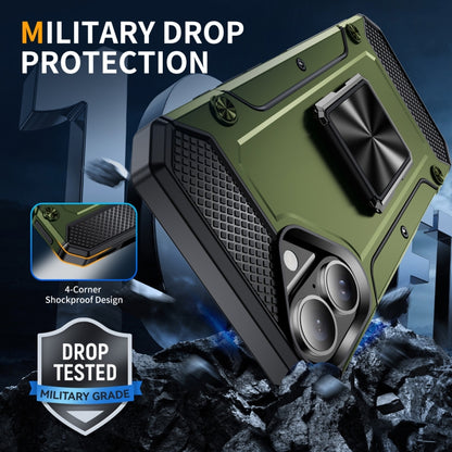 For iPhone 16 Pro Max Shockproof Metal Holder Phone Case(Olive Green) by buy2fix