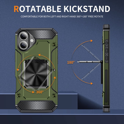 For iPhone 16 Pro Max Shockproof Metal Holder Phone Case(Olive Green) by buy2fix