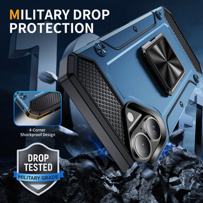 For iPhone 16 Pro Max Shockproof Metal Holder Phone Case(Navy Blue) by buy2fix