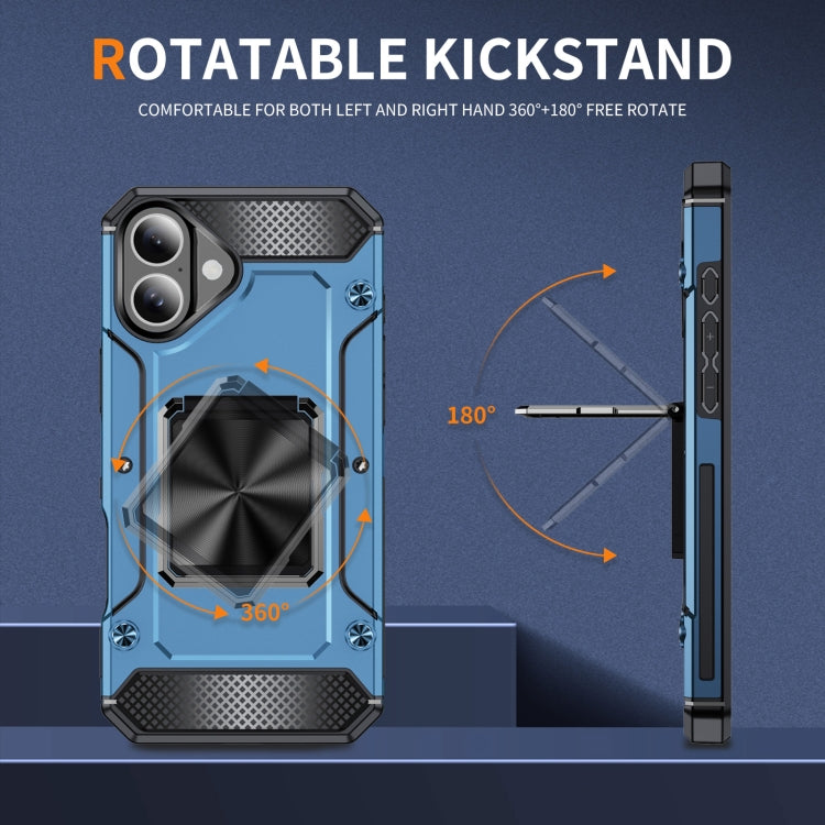 For iPhone 16 Pro Max Shockproof Metal Holder Phone Case(Navy Blue) by buy2fix