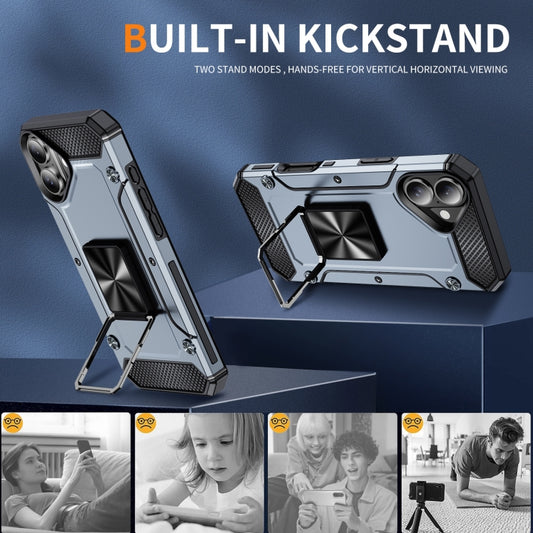 For iPhone 16 Pro Max Shockproof Metal Holder Phone Case(Grey) by buy2fix