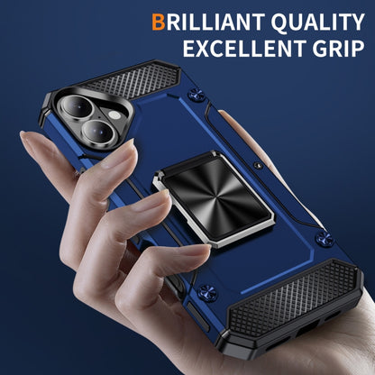 For iPhone 16 Pro Max Shockproof Metal Holder Phone Case(Blue) by buy2fix