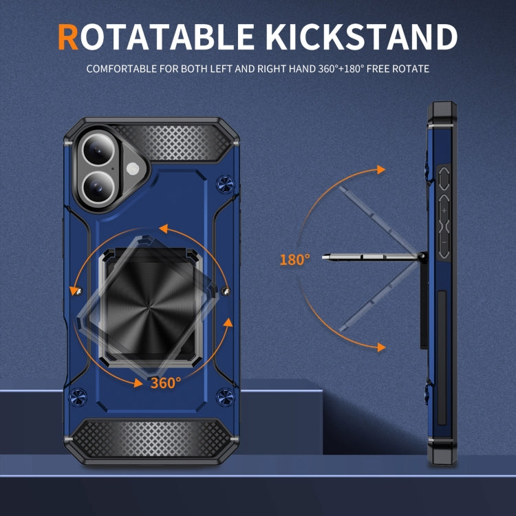 For iPhone 16 Pro Max Shockproof Metal Holder Phone Case(Blue) by buy2fix