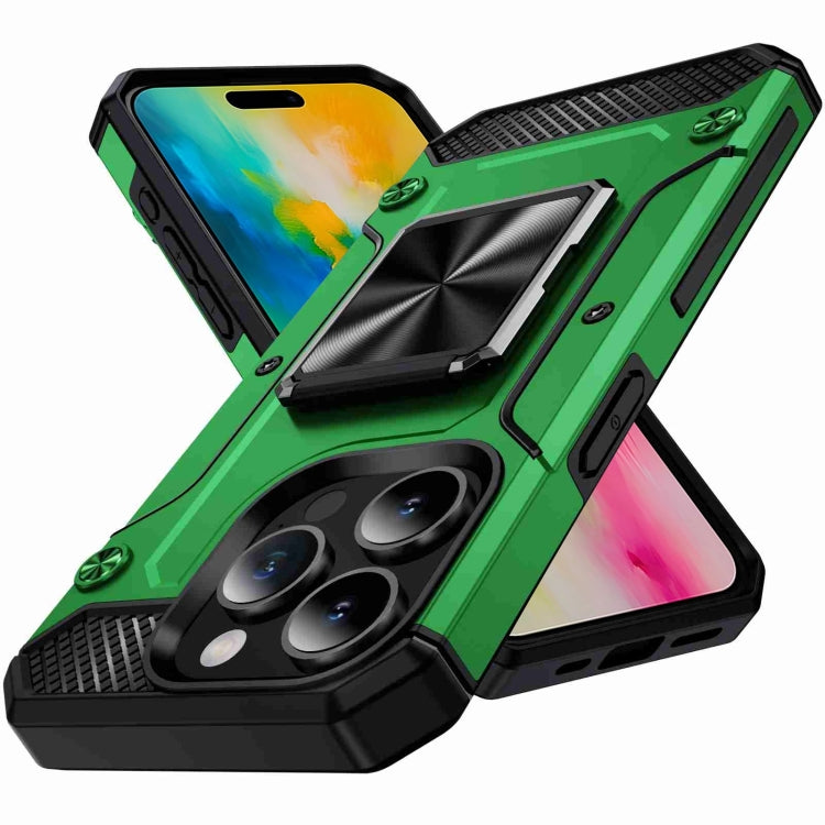 For iPhone 16 Pro Max Shockproof Metal Holder Phone Case(Green) by buy2fix