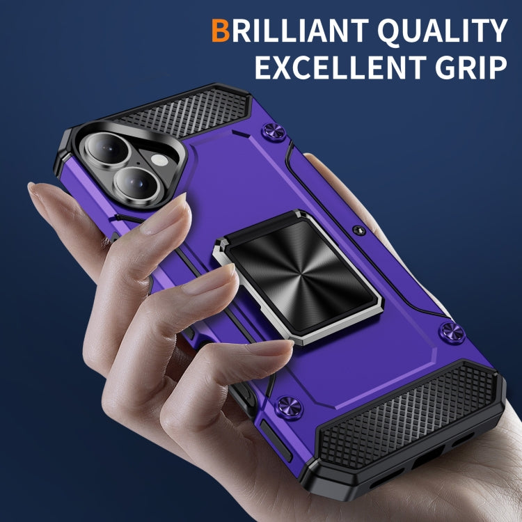 For iPhone 16 Pro Max Shockproof Metal Holder Phone Case(Purple) by buy2fix
