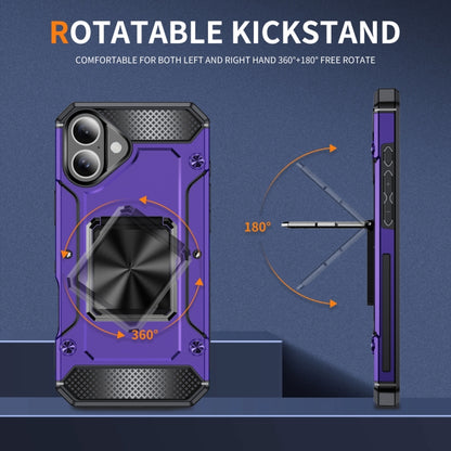 For iPhone 16 Pro Max Shockproof Metal Holder Phone Case(Purple) by buy2fix