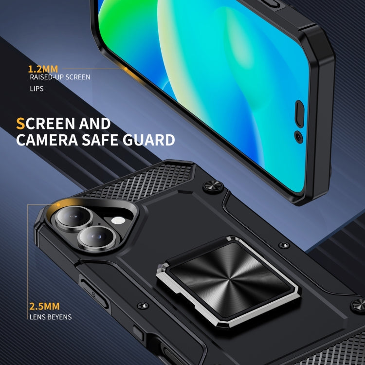 For iPhone 16 Pro Shockproof Metal Holder Phone Case(Black) by buy2fix