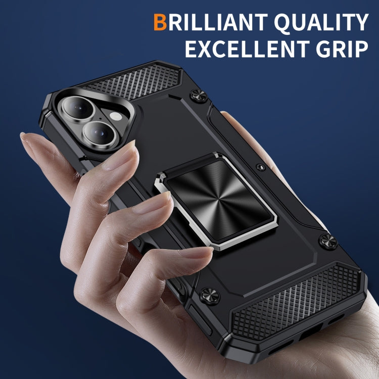 For iPhone 16 Pro Shockproof Metal Holder Phone Case(Black) by buy2fix