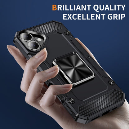 For iPhone 16 Pro Shockproof Metal Holder Phone Case(Black) by buy2fix