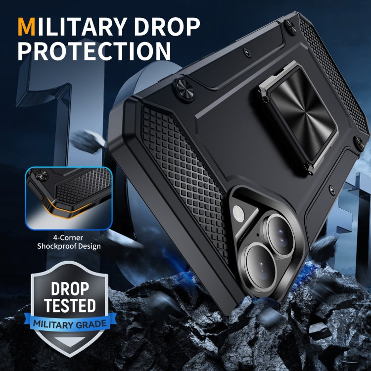 For iPhone 16 Pro Shockproof Metal Holder Phone Case(Black) by buy2fix