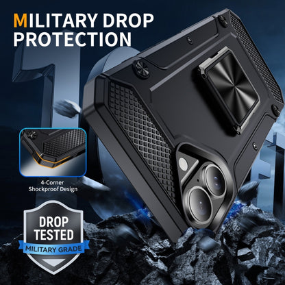 For iPhone 16 Pro Shockproof Metal Holder Phone Case(Black) by buy2fix