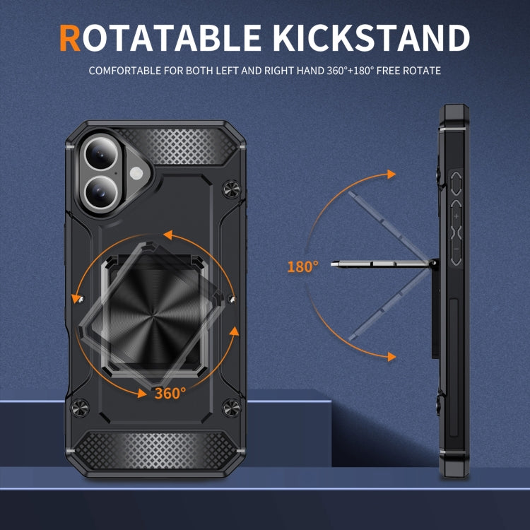 For iPhone 16 Pro Shockproof Metal Holder Phone Case(Black) by buy2fix