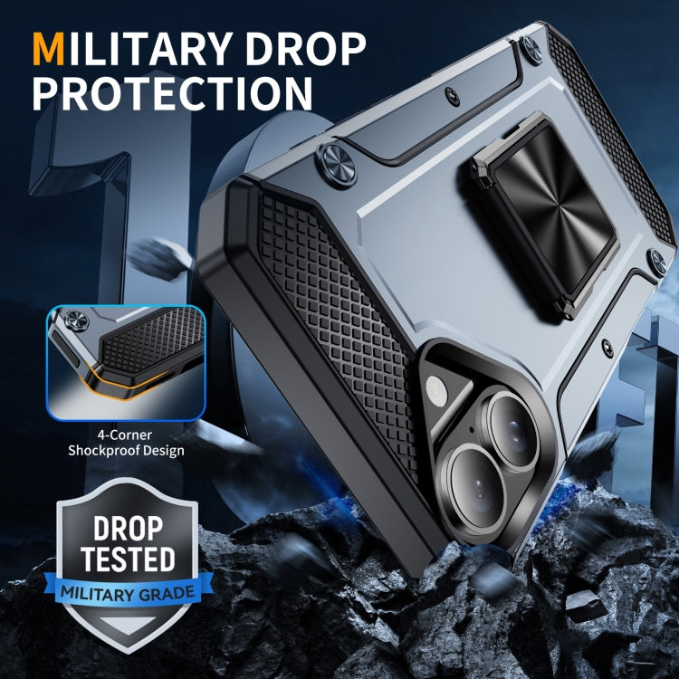 For iPhone 16 Pro Shockproof Metal Holder Phone Case(Grey) by buy2fix