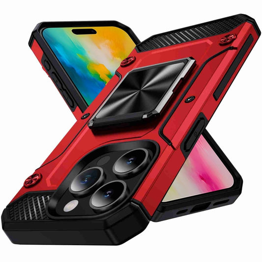 For iPhone 16 Pro Shockproof Metal Holder Phone Case(Red) by buy2fix
