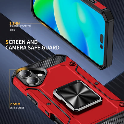 For iPhone 16 Pro Shockproof Metal Holder Phone Case(Red) by buy2fix