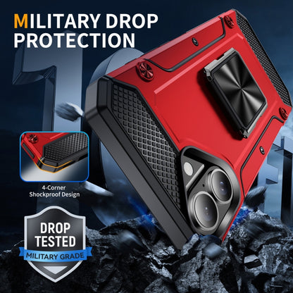 For iPhone 16 Pro Shockproof Metal Holder Phone Case(Red) by buy2fix