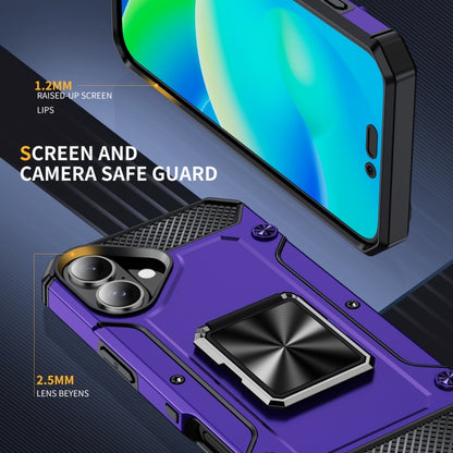 For iPhone 16 Pro Shockproof Metal Holder Phone Case(Purple) by buy2fix