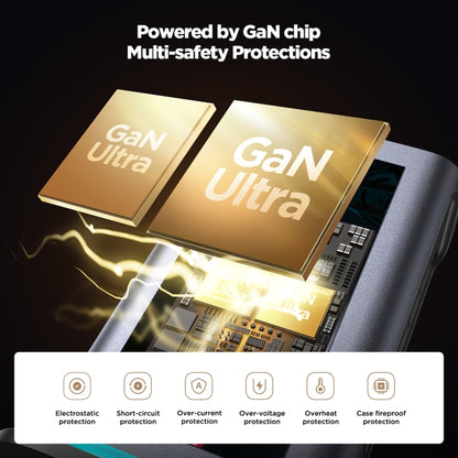 JOYROOM JR-TCM02 6 in 1 65W GaN 4 USB-C & 2 USB-A Multi-port Charger, Power Plug:UK Plug(Dark Gray) by JOYROOM