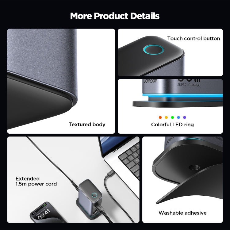 JOYROOM JR-TCM02 6 in 1 65W GaN 4 USB-C & 2 USB-A Multi-port Charger, Power Plug:UK Plug(Dark Gray) by JOYROOM