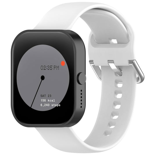 For CMF Watch Pro D395 / Watch Pro 2 22mm Solid Color Silver Buckle Silicone Watch Band, Size:L(White) - Watch Bands by buy2fix | Online Shopping UK | buy2fix