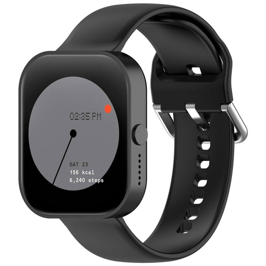 For CMF Watch Pro D395 / Watch Pro 2 22mm Solid Color Silver Buckle Silicone Watch Band, Size:L(Black) - Watch Bands by buy2fix | Online Shopping UK | buy2fix