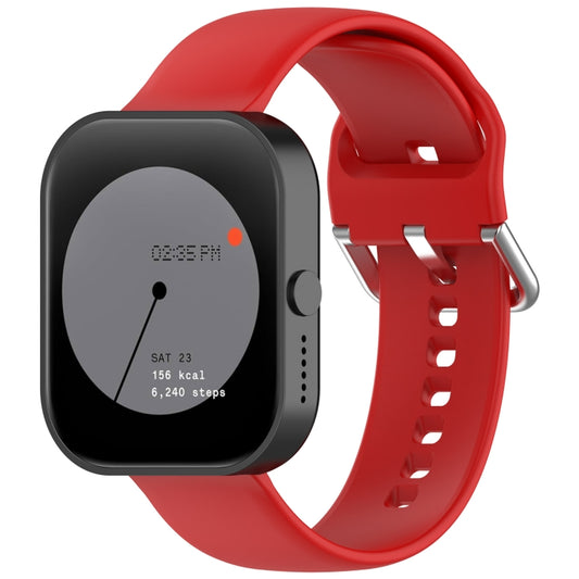 For CMF Watch Pro D395 / Watch Pro 2 22mm Solid Color Silver Buckle Silicone Watch Band, Size:L(Red) - Watch Bands by buy2fix | Online Shopping UK | buy2fix