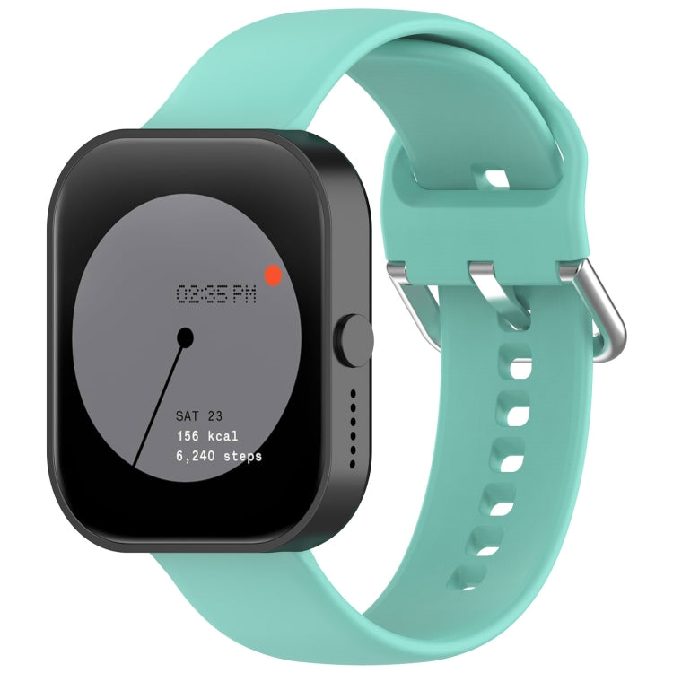 For CMF Watch Pro D395 / Watch Pro 2 22mm Solid Color Silver Buckle Silicone Watch Band, Size:L(Teal) - Watch Bands by buy2fix | Online Shopping UK | buy2fix