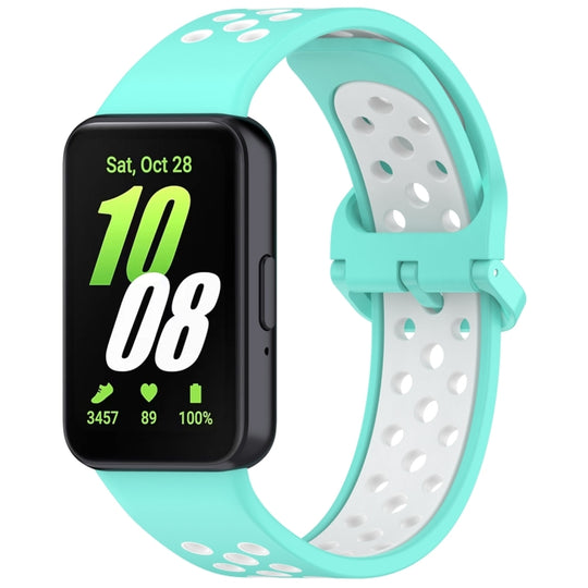 For Samsung Galaxy Fit 3 Two Color Breathable Silicone Watch Band(Teal White)