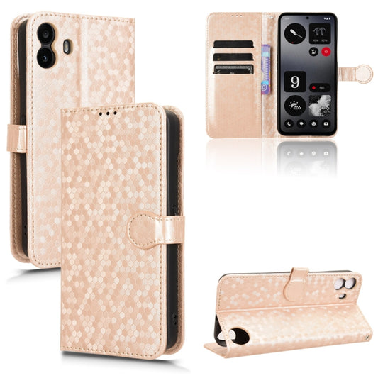 For Nothing CMF Phone 1 Honeycomb Dot Texture Leather Phone Case(Gold) - Nothing Cases by buy2fix | Online Shopping UK | buy2fix