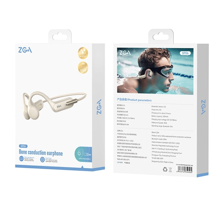 ZGA SP06 Waterproof Bone Conduction Bluetooth Sports Earphone(White) by ZGA