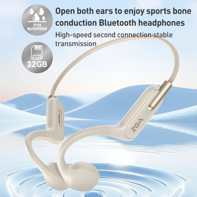 ZGA SP06 Waterproof Bone Conduction Bluetooth Sports Earphone(White) by ZGA