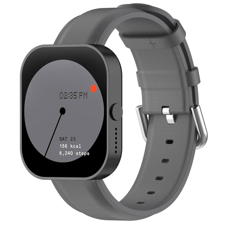 For CMF Watch Pro D395 / Watch Pro 2 22mm Round Tail Genuine Leather Watch Band(Grey) by buy2fix