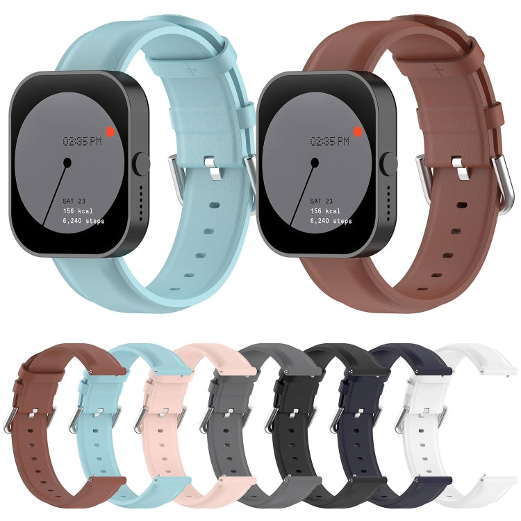 For CMF Watch Pro D395 / Watch Pro 2 22mm Round Tail Genuine Leather Watch Band(Grey) by buy2fix