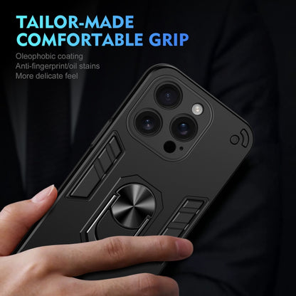 For iPhone 16 Pro Max Shockproof Metal Ring Holder Phone Case(Black) by buy2fix