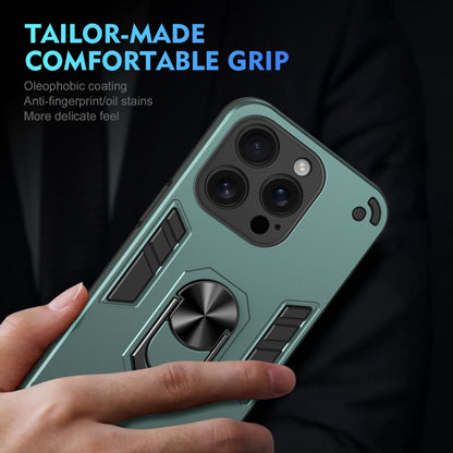 For iPhone 16 Pro Max Shockproof Metal Ring Holder Phone Case(Green) by buy2fix