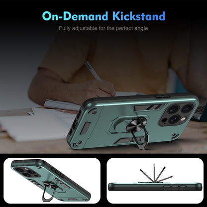 For iPhone 16 Pro Shockproof Metal Ring Holder Phone Case(Green) by buy2fix