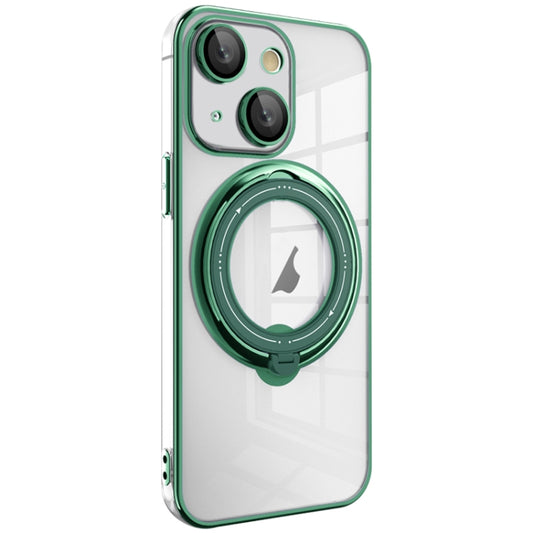 For iPhone 13 Electroplating MagSafe 360 Degree Rotation Holder Shockproof Phone Case(Dark Green) - iPhone 13 Cases by buy2fix | Online Shopping UK | buy2fix