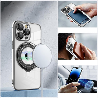 For iPhone 11 Pro Max Electroplating MagSafe 360 Degree Rotation Holder Shockproof Phone Case(Dark Purple) by buy2fix