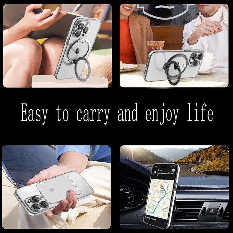 For iPhone 16 Pro Max Electroplating MagSafe 360 Degree Rotation Holder Shockproof Phone Case(Black) by buy2fix