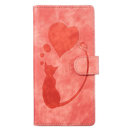 For iPhone Air Pen Heart Cat Embossed Leather Phone Case(Orange) - iPhone Air Cases by buy2fix | Online Shopping UK | buy2fix