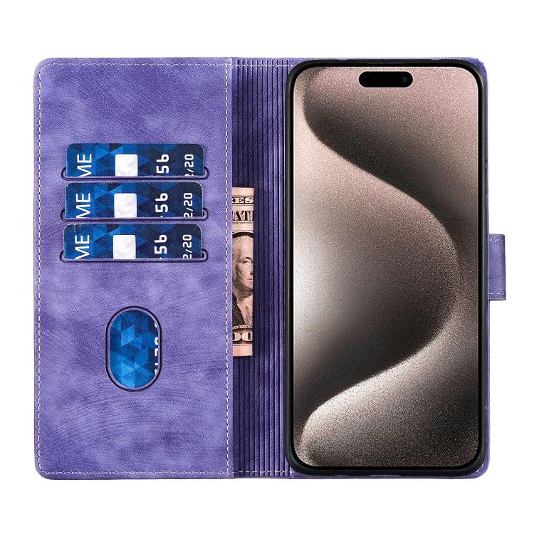 For iPhone Air Pen Heart Cat Embossed Leather Phone Case(Purple) - iPhone Air Cases by buy2fix | Online Shopping UK | buy2fix