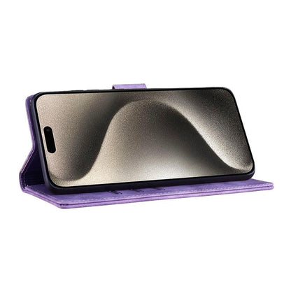 For iPhone Air Pen Heart Cat Embossed Leather Phone Case(Purple) - iPhone Air Cases by buy2fix | Online Shopping UK | buy2fix