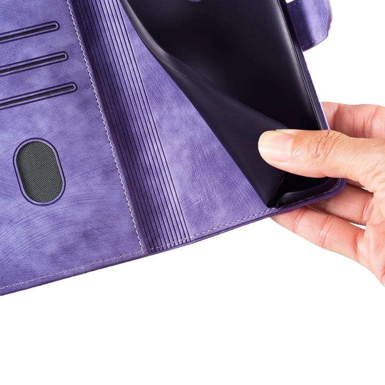 For iPhone Air Pen Heart Cat Embossed Leather Phone Case(Purple) - iPhone Air Cases by buy2fix | Online Shopping UK | buy2fix