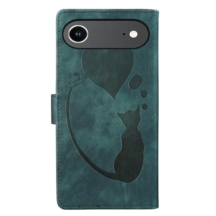 For iPhone Air Pen Heart Cat Embossed Leather Phone Case(Green) - iPhone Air Cases by buy2fix | Online Shopping UK | buy2fix