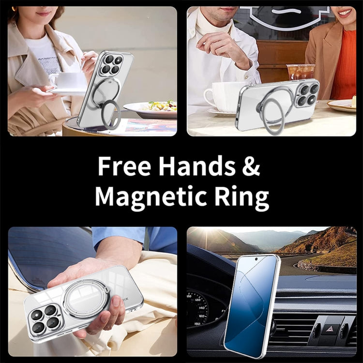 For Xiaomi 14 Pro Electroplating MagSafe 360 Degree Rotation Holder Shockproof Phone Case(Black) - 14 Pro Cases by buy2fix | Online Shopping UK | buy2fix