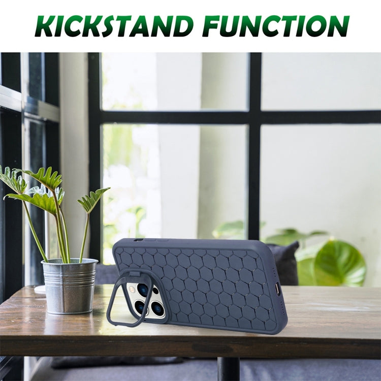 For iPhone 16 Pro Honeycomb Radiating Lens Holder TPU Phone Case(Blue) by buy2fix