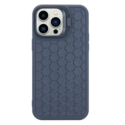 For iPhone 16 Pro Honeycomb Radiating Lens Holder TPU Phone Case(Blue) by buy2fix