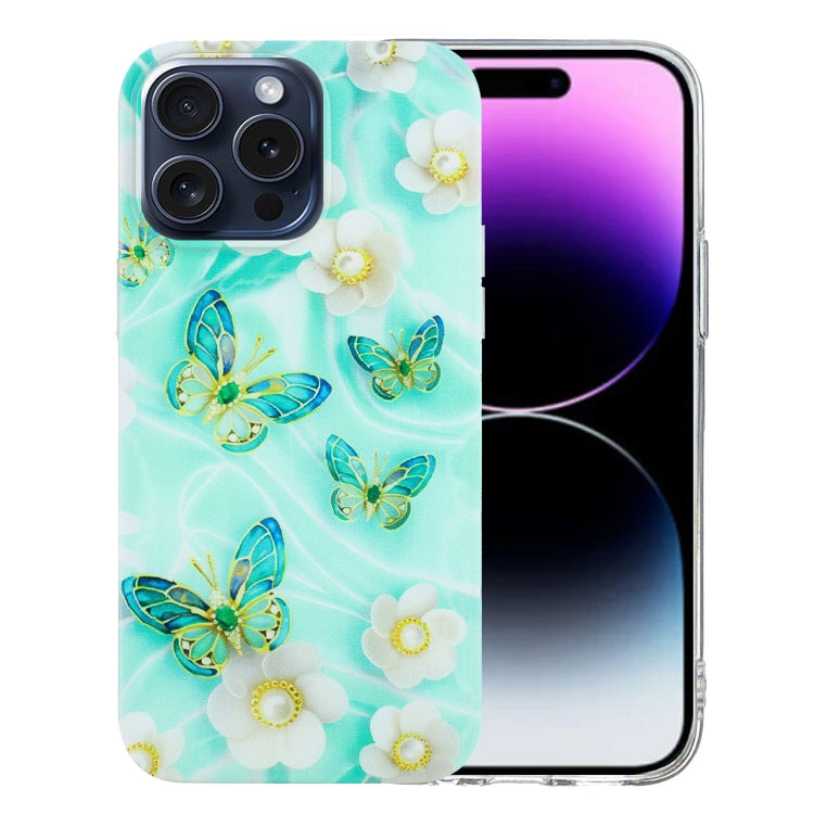 For iPhone 16 Pro Max Colorful Painting Pattern TPU Phone Case(Butterflies) by buy2fix