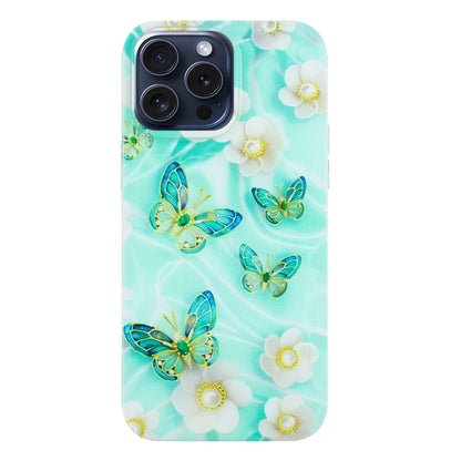 For iPhone 16 Pro Max Colorful Painting Pattern TPU Phone Case(Butterflies) by buy2fix