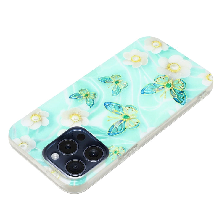 For iPhone 16 Pro Max Colorful Painting Pattern TPU Phone Case(Butterflies) by buy2fix